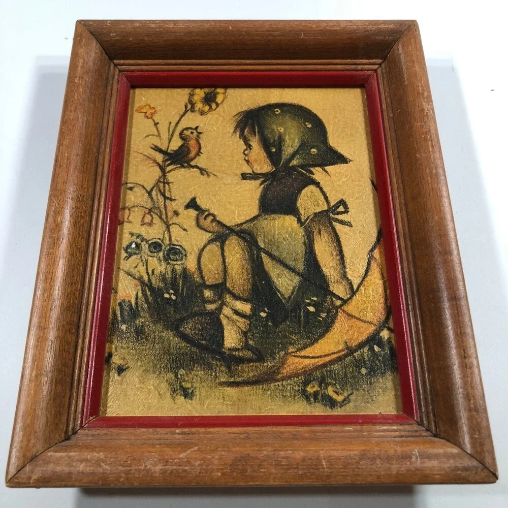 Lot of 4 Bonnie Belgium Signed Framed Drawings of Children Yellow 8